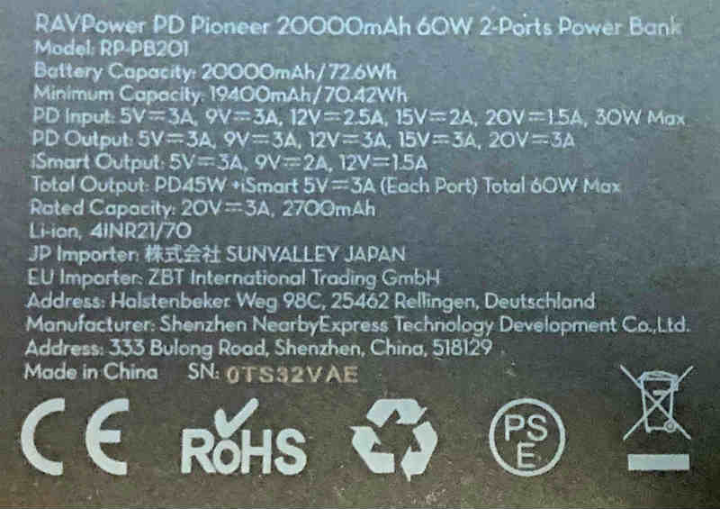 RAVPower PD Pioneer 20000nAg 60W 
